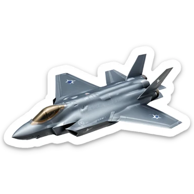 Realistic F-35 fighter jet in flight with no background. sticker