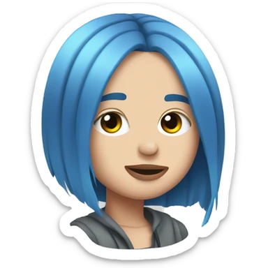 Billie Eilish with blue hair sticker