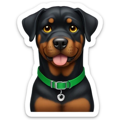 adult rottweiler male with green collar and brown eyes sticker