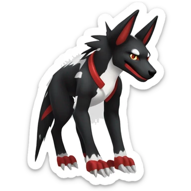 Black Cool Edgy Sergal-Houndoom-Fakémon  with White and Red Edgy markings sticker