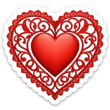 red lace heart sticker