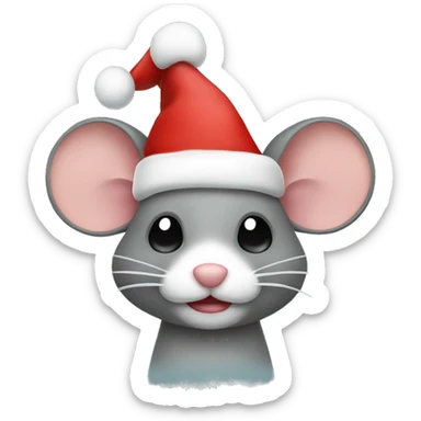 A mouse woth a christmas hat sticker