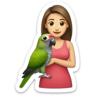 Merun bellied Green cheek conure with a woman sticker