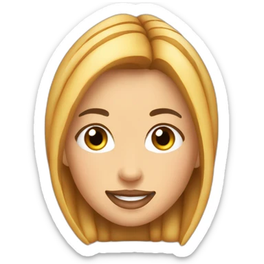 girl brow hair smiled holding 4 big baguettes so we can see her face partly but baguettes are lover then her nose sticker