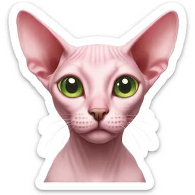 Pink sphinx cat with one eye blue and one eye green sticker