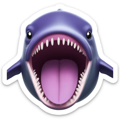 purple sperm whale with open mouth sticker