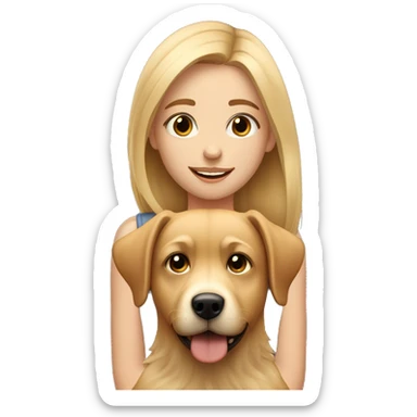 Blonde girl with Scruffy light brown medium sized dog with human eyes sticker