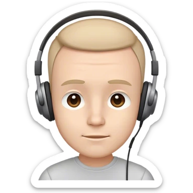 cute big headed cartoon male with over the ear headphones on sticker