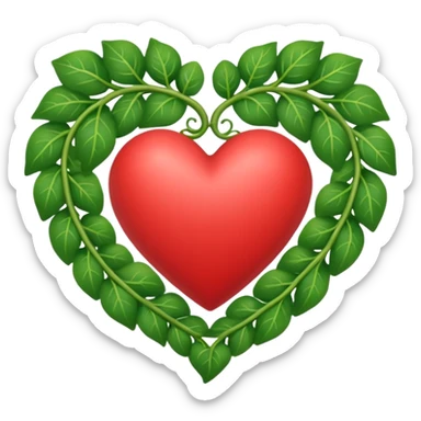 heart with a leafy vine border sticker