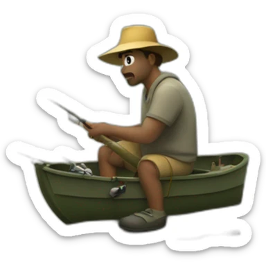 Guy fishing with a fishing Road sticker