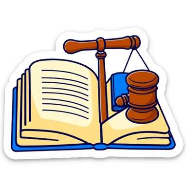 Law book with gavel sticker