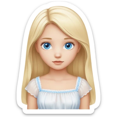 Girl with blonde hair and blue eyes white sticker