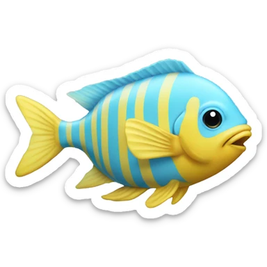 Baby blue and yellow striped fish  sticker