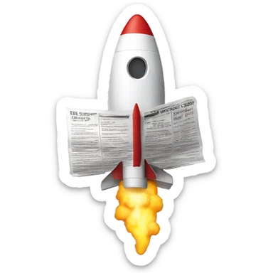emoji that's on a rocket, holding a newspaper sticker