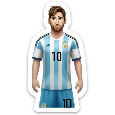Messi With a look of sadness and loneliness in the clothes of the Argentine national team sticker