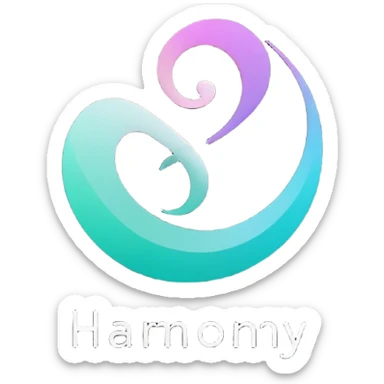 Create a unique emoji-style logo representing 'Harmony UI,' a UI component library for the Symfony ecosystem. The logo should feature a modern, minimalistic design with smooth gradients and a harmonious color palette. Incorporate subtle references to UI elements (such as buttons, sliders, or cards) while maintaining a sleek, professional look. The emoji should feel friendly yet sophisticated, symbolizing ease of use and seamless integration. Consider Symfony’s branding (black and white with elegant curves) but with a fresh, visually appealing twist. sticker