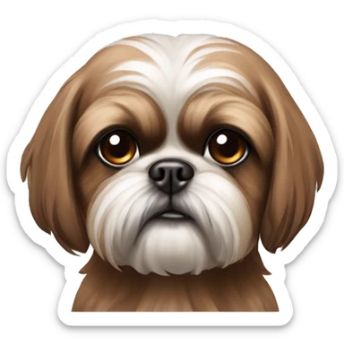 brown shihtzu with side eye attitude  sticker