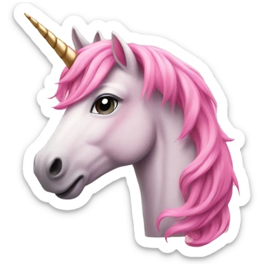 Beautiful Pink unicorn with long flowing pink hair  sticker
