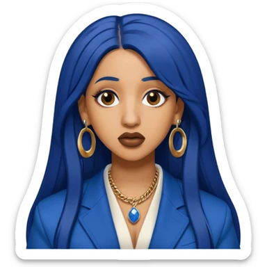 Cardi B with long dark blue hair  sticker