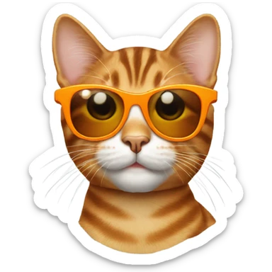 Tabby cat orange with sunglasses sticker