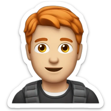 a male adult with short red hair driving a car sticker