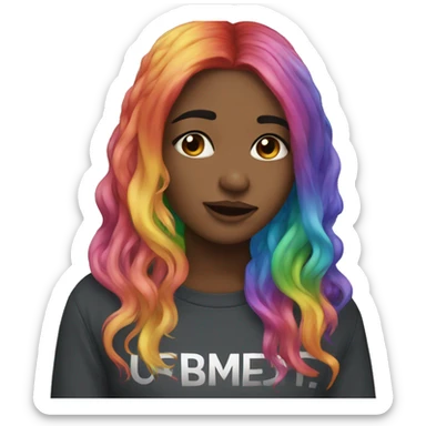 girl rainbow hair kissing  sticker