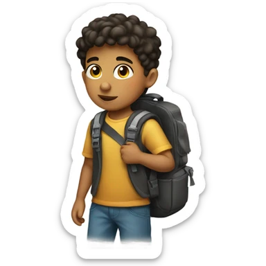 Hispanic Little boy with small backpack  sticker