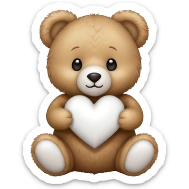 Teddy bear white white heart sticker