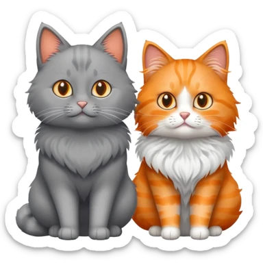 Orange cat and gray cat sticker