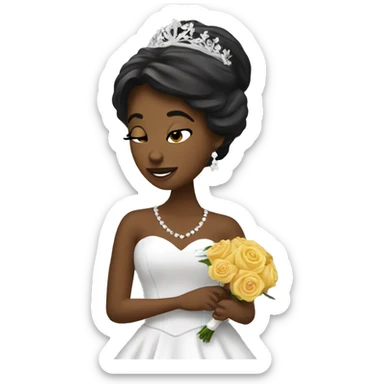 Create a emoji with wedding bells and kissing black woman sticker
