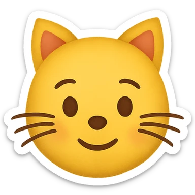 face with cat whiskers and ears emoji, digital illustration sticker