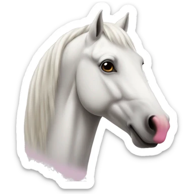 white horse with pink nose sticker