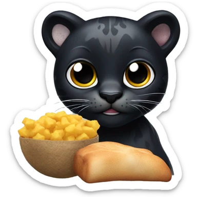 black panther animal with food sticker