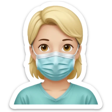 une personne avec un masque covid sticker