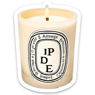 realistic cream coloured diptyque branded candle sticker