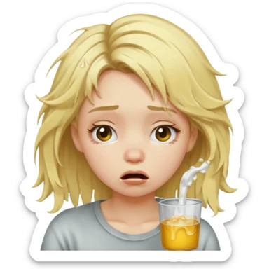 Blonde girl puking sticker
