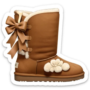 ugg boots that are ankle hight with a cheat bow on the back sticker