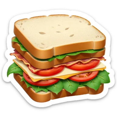 Sourdough bread sandwich with arugula and bacon and tomato slices inside sticker