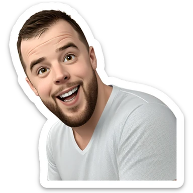 smiling boy in white shirt sticker