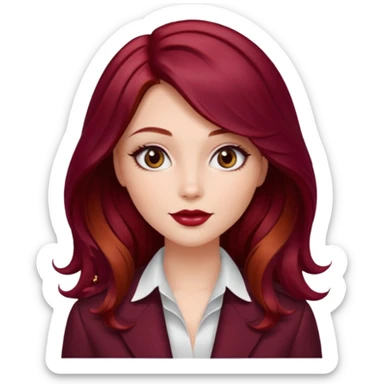 Open


Open


Open


Open
Draw a young glamorous woman with LONG burgandy cherry cola hair in a centre hair part styled slightly wavy sticker