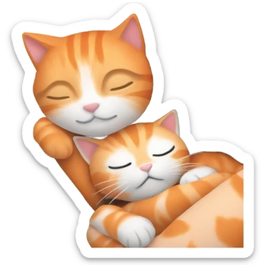 orange kitty sleeping on brunette white girl's lap sticker