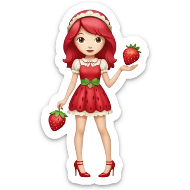 pretty and cute realistic modern day strawberry shortcake full body with high heels sticker
