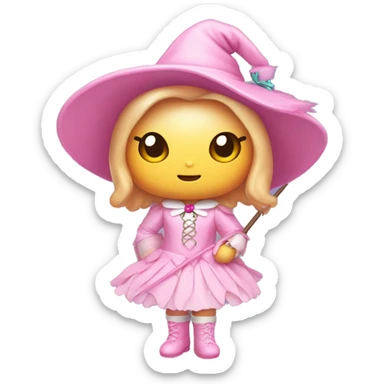 hello kitty in light pink witch costume  sticker