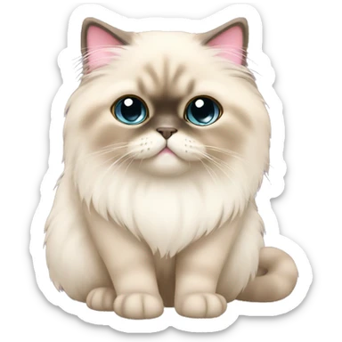 cute himalayan cat with light pink bow in ear sticker