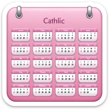 make a catholic calendar with very girly pink tones, but simple. sticker