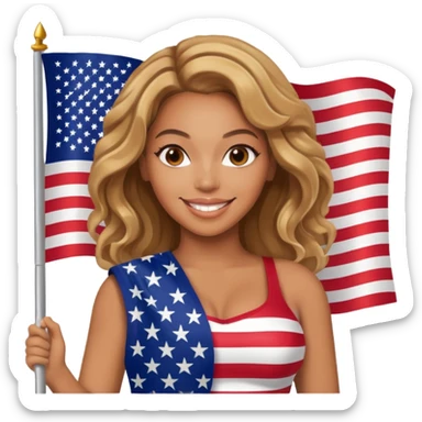 Beyonce with holding  american flag sticker