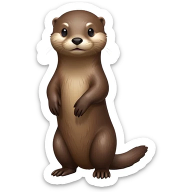 cinematic-noble [otter]-realistic-full-body-standing-emoji,-tail-tucked-close,-head-tilted-dramatically,-sleek-[brown]-fur,-simplified-yet-realistic-focused-features,-highly-detailed,-glowing-with-an-almost-sarcastic-glow  expressive eyes sticker