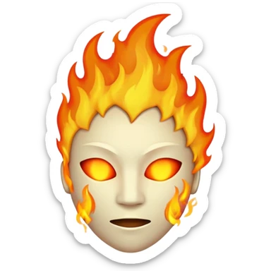 featureless head with fire, no eyes, no mouth, blank face sticker