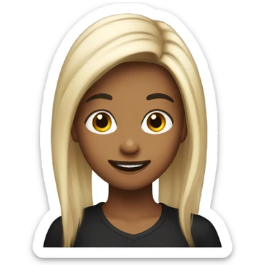 A girl of 18 years old with her hair coloured in black extremely happy sticker