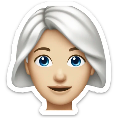 White woman blue eyes pixie hair with Xmas hat sticker